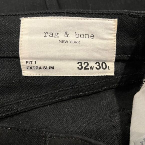 Rag & Bone Fit 1 Men's Stretch Extra Slim Black Jeans Size 32x30 - Picture 9 of 14